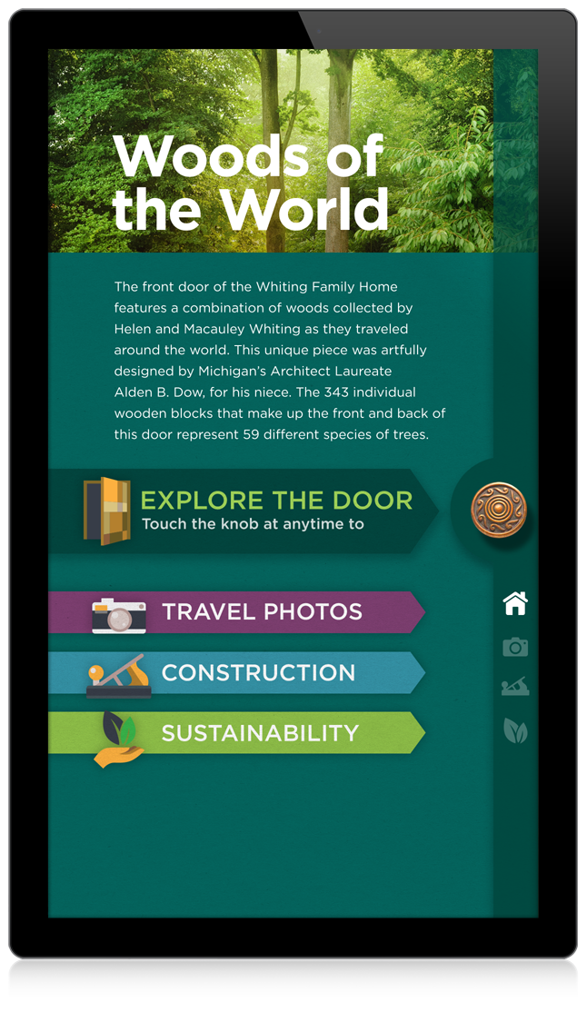 Whiting Forest Logo Development Interactive Door Kiosk